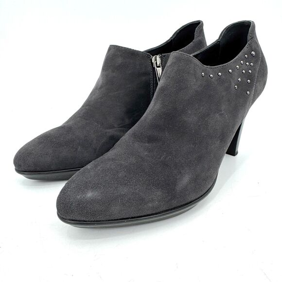 AQUATALIA Dark Gray Suede Bead Studded Heeled Booties Size 10 - Picture 4 of 11